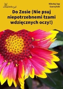 Sęp Szarzyński, Do Zosie (Nie psuj niepotrzebnemi łzami wdzięcznych oczy!)